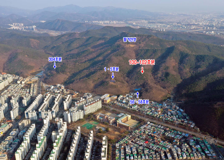 [대구=뉴시스] 대구 북구 구암동 고분군 제100∼102호분 위치도. (사진=대구 북구 제공) 2025.06.19. photo@newsis.com *재판매 및 DB 금지