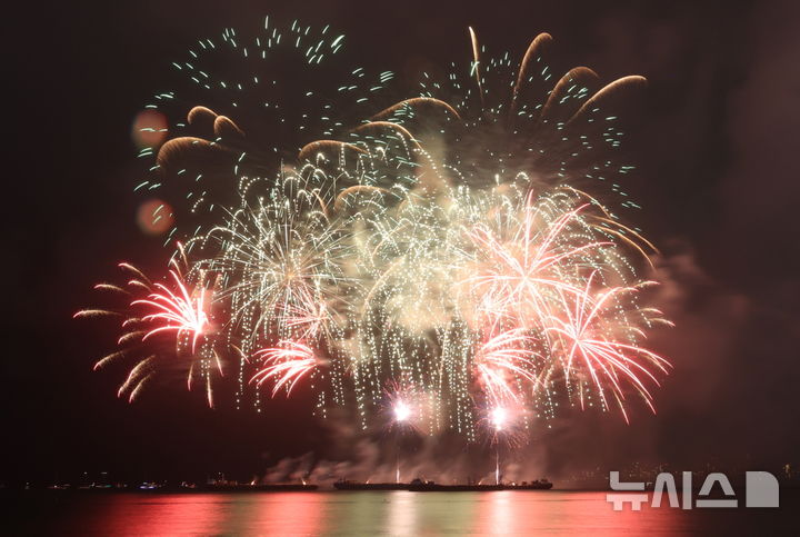 [포항=뉴시스] 송종욱 기자 = '2025 포항국제불빛축제' 메인 축제가 20~21일 포항 밤하늘을 꽃불로 물들인다. 사진은 지난해 포항국제불빛축제 모습. 2025.06.19. photo@newsis.com