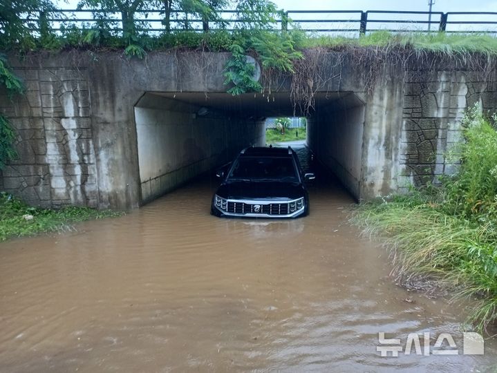 [고양=뉴시스] 침수된 차량. (사진=경기북부소방재난본부 제공) 2025.06.20 photo@newsis.com