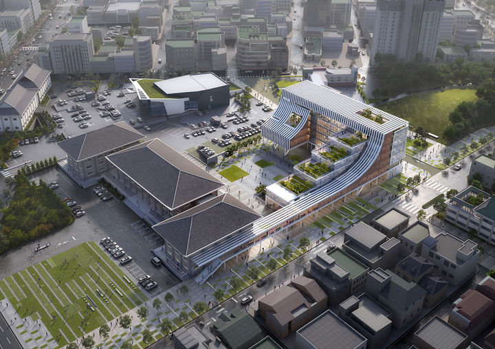 [여수=뉴시스] 전남 여수시 '본청사 별관 증축 건립 사업' 설계 공모 당선작. (사진=여수시 제공) 2025.06.20. photo@newsis.com *재판매 및 DB 금지