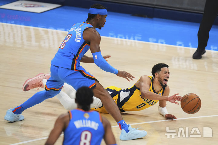 [오클라호마시티=AP/뉴시스] 미국프로농구(NBA) 인디애나 페이서스의 타이리스 할리버튼. 2025.06.22.