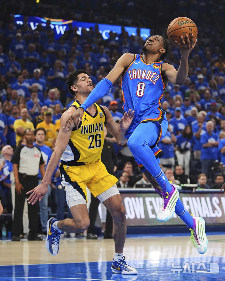 [오클라호마시티=AP/뉴시스] 미국프로농구(NBA) 오클라호마시티 선더의 제일런 윌리엄스. 2025.06.22.