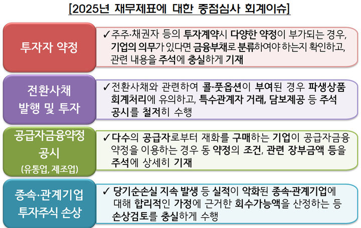 2025년 재무제표에 대한 중점심사 회계이슈. (사진=금융감독원 제공) *재판매 및 DB 금지