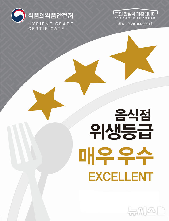 [성남=뉴시스] 음식점 위생 등급 중 '매우 우수' 지정 현판 (사진=성남시 제공) 2025.06.24.photo@newsis.com