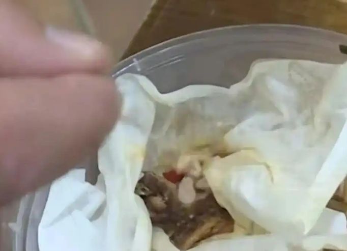 [서울=뉴시스] 배달로 주문한 볶음면에서 길이 10cm 이상의 비닐 조각과 날개 달린 벌레가 발견돼 논란이다.(사진=샤오샹천바오) *재판매 및 DB 금지