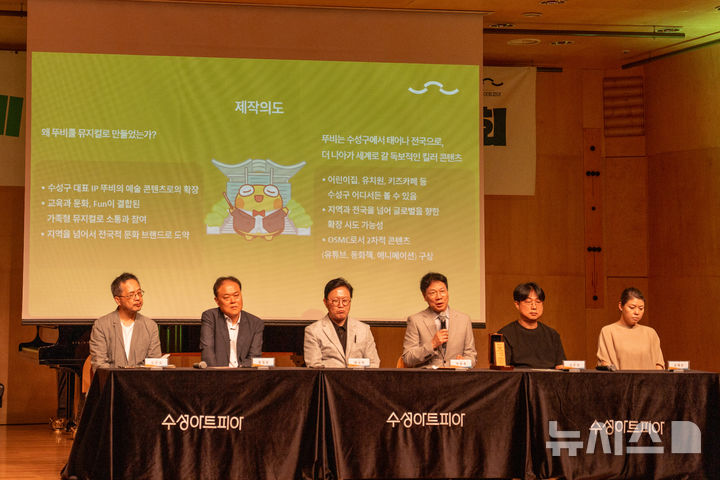 [대구=뉴시스] 김정화 기자 = 수성문화재단은 24일 오전 대구시 수성구 수성아트피아 알토홀에서 어린이 뮤지컬 '뚜비와 달빛기사단' 제작발표회를 진행했다. 2025.06.24. jungk@newsis.com 