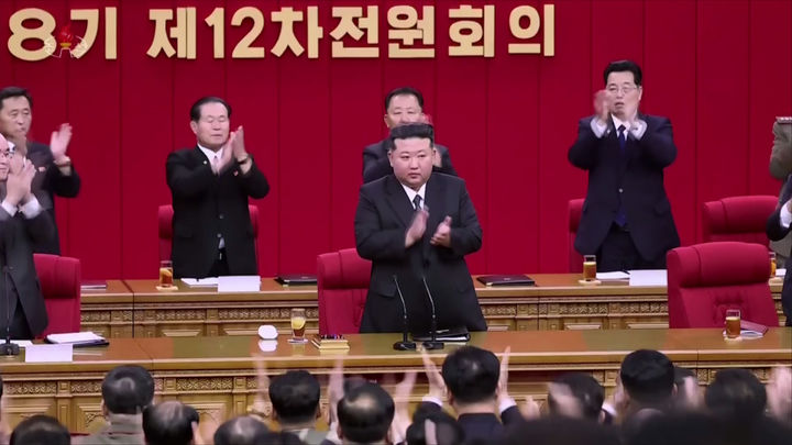 [서울=뉴시스] 김정은 북한 국무위원장이 지난 6월 21일부터 23일까지 사흘간 열린 조선노동당 중앙위원회 제8기 제12차 전원회의에 참석했다고 조선중앙TV가 24일 보도했다. (사진=조선중앙TV 캡쳐) 2025.12.10. photo@newsis.com *재판매 및 DB 금지