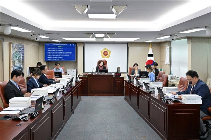 [서울=뉴시스] 2025년 1차 추가경정예산안을 심의 중인 서울시의회 문화체육관광위원회. 2025.06.25. (사진=서울시의회 제공) *재판매 및 DB 금지