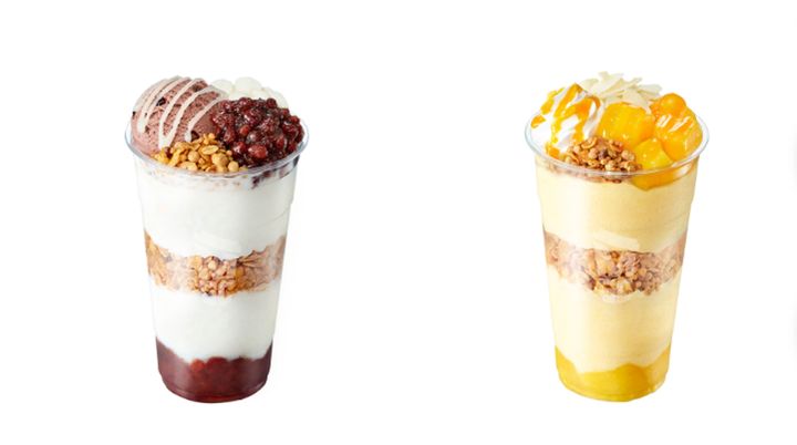 [서울=뉴시스] 메가MGC커피가 지난 4월 출시한 '팥빙 젤라또 파르페'(왼쪽)와 '망빙 파르페' (사진=메가MGC커피 제공) *재판매 및 DB 금지