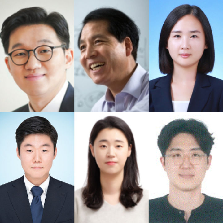 (위 왼쪽부터) 교신저자 성균관대 신성식 교수, 울산과학기술원(UNIST) 석상일 교수, 제1저자 성균관대 서갑경 박사, (아래 왼쪽부터) 남성식 연구원, 이다슬 박사, 한국화학연구원 유정완 박사. (사진=성균관대 제공) *재판매 및 DB 금지