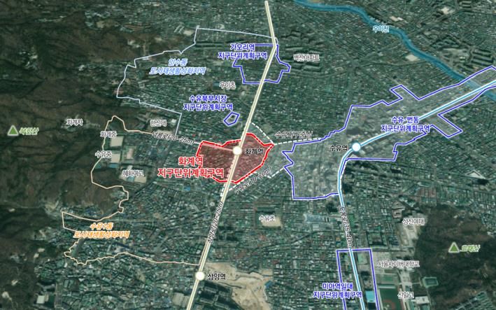 [서울=뉴시스]화계역 지구단위계획구역 위치도.
