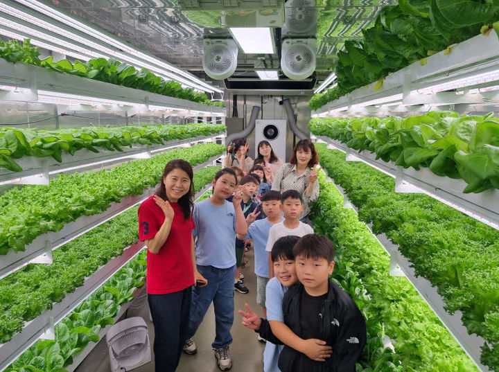 [거창=뉴시스] 경남 거창군 가북초등학교 어린이들 미래농업 체험. (사진=거창군 제공) 2025.06.26. photo@newsis.com *재판매 및 DB 금지