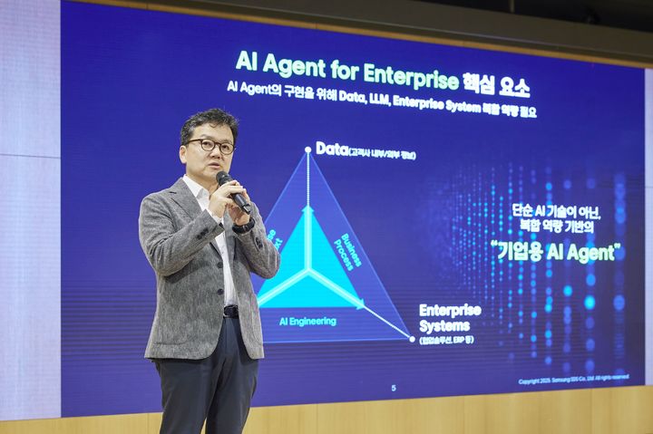 삼성SDS 이준희 대표이사(사장)가 6월 26일 진행된 삼성SDS 미디어데이에서 환영사를 전하고 있다.(사진=삼성SDS 제공) *재판매 및 DB 금지