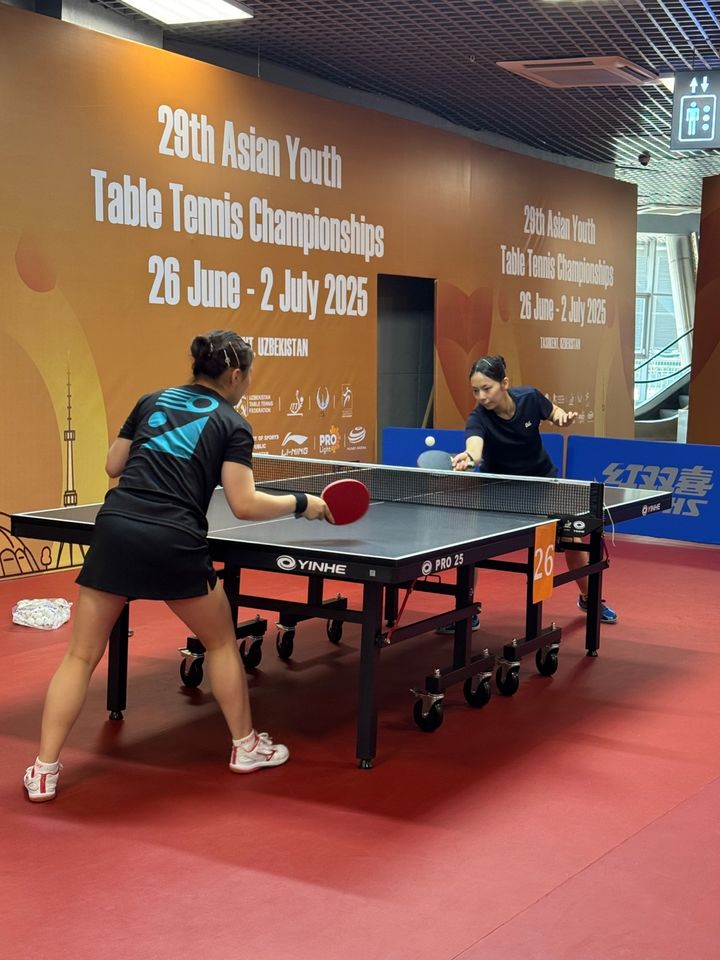 아시아 유스 챔피언십을 앞두고 훈련 중인 대표팀 선수들. 2025.06.26. (사진=대한탁구협회 제공) *재판매 및 DB 금지