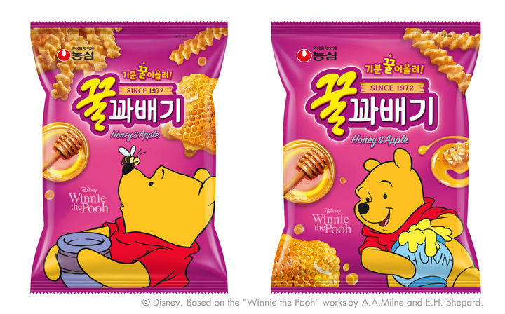 [서울=뉴시스] 농심이 월트디즈니 컴퍼니와 손잡고 '꿀꽈배기'에 캐릭터 곰돌이 푸를 적용한 제품을 한정 출시한다. (사진=농심) 2025.06.27. photo@newsis.com&nbsp; *재판매 및 DB 금지