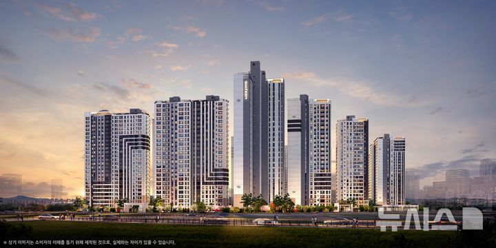 [김포=뉴시스] 오퍼스 한강 스위첸 야경 투시도. 2025.07.10. (사진= KCC건설 제공) photo@newsis.com 