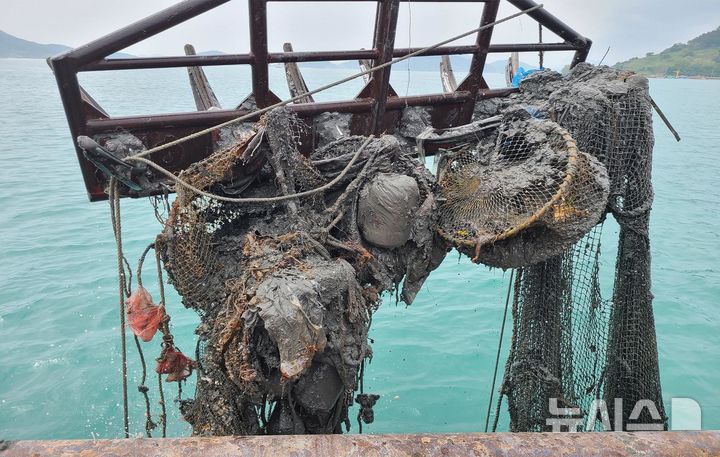 [서울=뉴시스] 연근해어장 생산성 개선 지원사업으로 수거된 어장 내 폐기물.