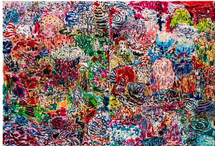 심우현, 시간은 흐르고 시간은 누구도 기다려주지&nbsp; 않는다.&nbsp; Time flows and time waits for no one&nbsp; 2022리넨에 유채 oil on linen 207x150cm(2EA)&nbsp; *재판매 및 DB 금지