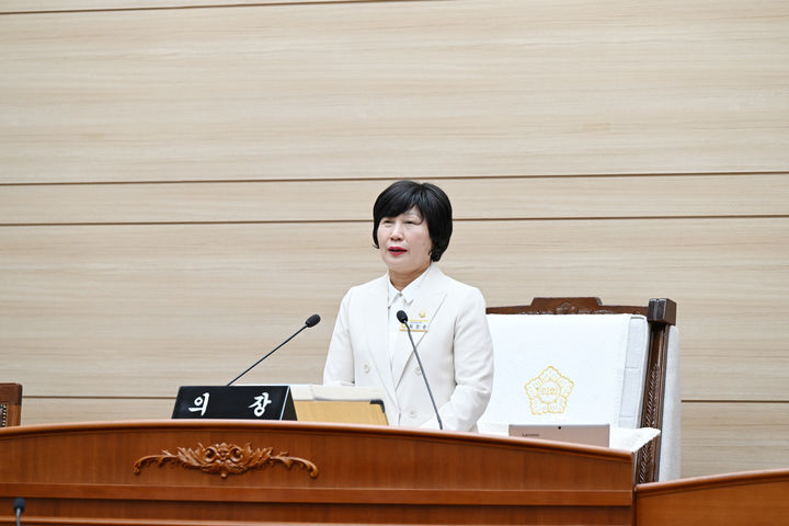 [보령=뉴시스] 보령시의회 제268회 제1차 정례회 폐회사를 하는 최은순 의장. (사진=보령시의회 제공) *재판매 및 DB 금지