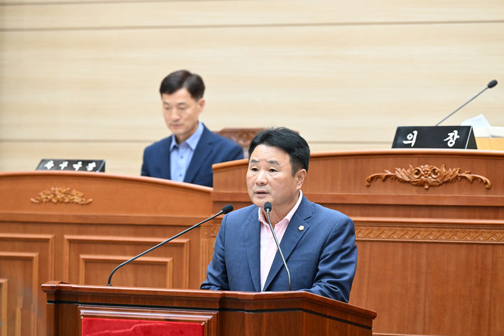 [보령=뉴시스] 5분 발언하는 백영창 보령시의원. (사진=보령시청 제공) *재판매 및 DB 금지