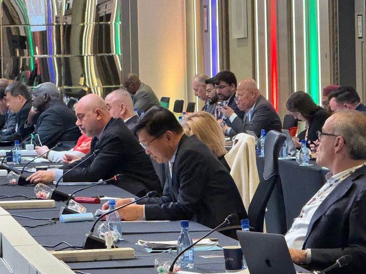 [서울=뉴시스]송인창 G20국제협력대사가 25~27일 남아공 선 시티에서 개최된 2025년 제3차 G20 셰르파회의에 참석해 발언 중인 모습. (사진=외교부 제공) 2025.06.28. *재판매 및 DB 금지