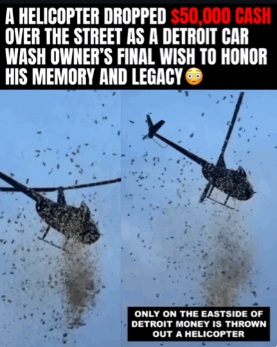 [뉴시스]미국 디트로이트 상공에 나타난 헬기가 갑자기 수천 달러의 현금을 거리에 뿌리는 놀라운 광경이 펼쳐졌다. (사진=인스타그램 @rapseatv) *재판매 및 DB 금지