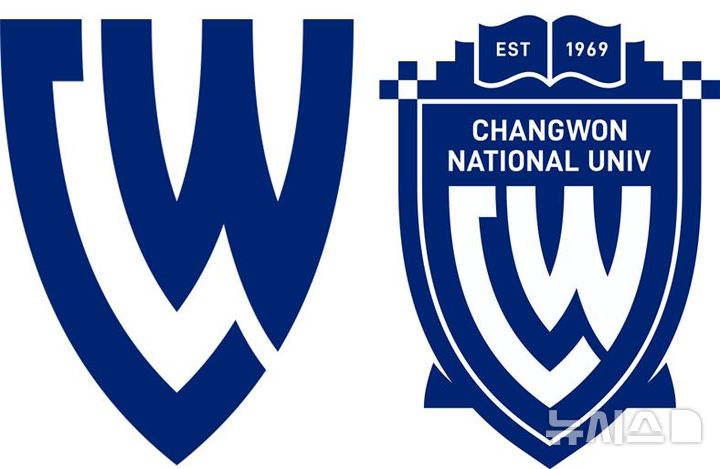 [창원=뉴시스]국립창원대학교 새 심벌마크(왼쪽)와 새 엠블럼.(자료=국립창원대 제공) 2025.06.30. photo@newsis.com