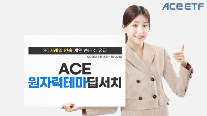 [서울=뉴시스] 이지민 기자 = 한국투자신탁운용은 ACE 원자력테마딥서치 상장지수펀드(ETF)가 30거래일 연속 개인투자자 순매수세를 기록 중이라고 1일 밝혔다. (사진=한국투자신탁운용) 2025.07.01. photo@newsis.com *재판매 및 DB 금지