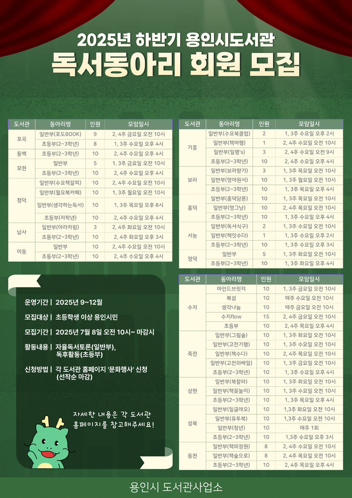 [용인=뉴시스] 독서동아리 모집. (사진=용인시 제공) 2025.07.01. photo@newsis.com *재판매 및 DB 금지