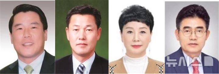 [창원=뉴시스]창원상의 4개 분과 후반기 위원장. 왼쪽부터 기획운영위원장 최석우, 상생경제위원장 김환태, 국제협력위원장 김명자, 사회공헌위원장 박정우 상공의원.(사진=창원상의 제공) 2025.07.01. photo@newsis.com