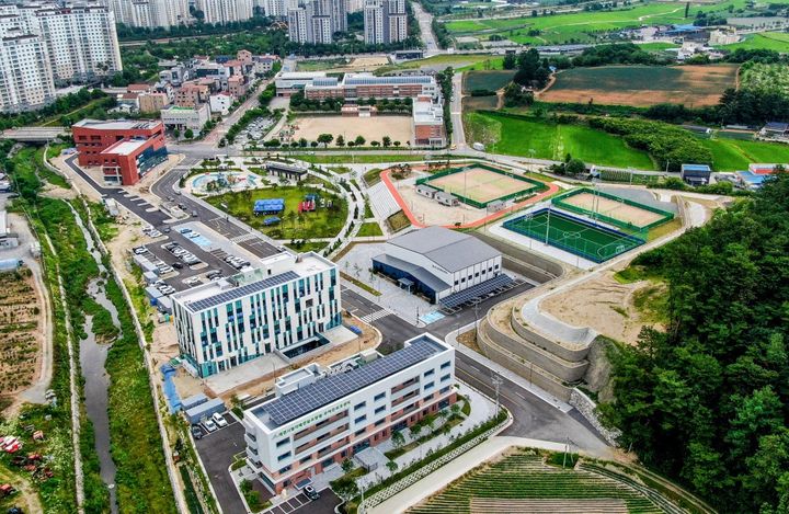 제천 남부생활체육공원과 시립치매전담요양원·주야간보호센터(아래) *재판매 및 DB 금지