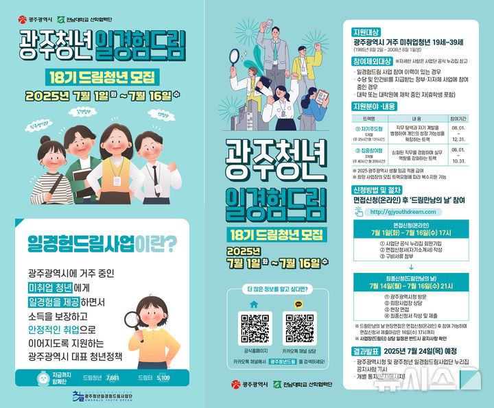 [광주=뉴시스] 광주 청년 일경험 드림 18기 모집. (사진=광주시청 제공). photo@newsis.com *재판매 및 DB 금지