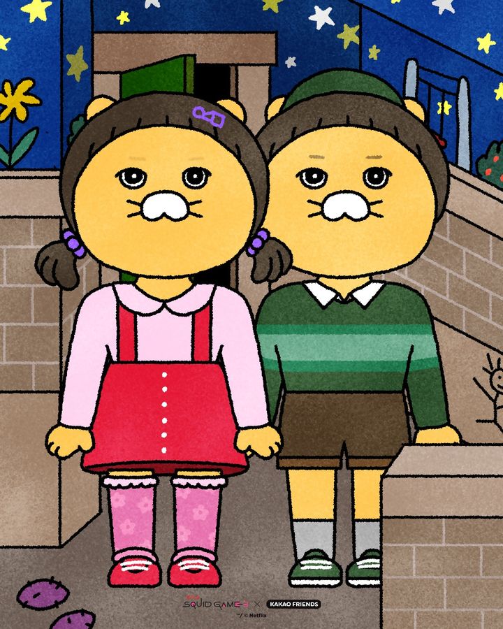 [서울=뉴시스] 카카오가 넷플릭스 시리즈 '오징어 게임 시즌3'와 협업해 카카오프렌즈 지식재산(IP)와 카카오톡을 기반으로 한 참여형 콘텐츠 선보이고 굿즈를 출시했다고 2일 밝혔다. (사진=카카오 제공) *재판매 및 DB 금지