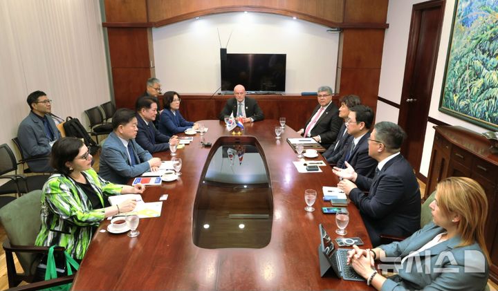 [안성·안양·광명=뉴시스] 한국 지방정부 대표단과 스테판 브루너 코스타리카 제1부통령이 면담중인 모습 (사진=안성시 제공) 2025.07.02.photo@newwsis.com 