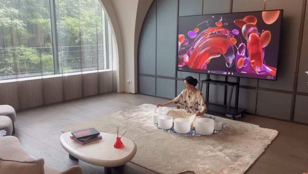 [서울=뉴시스] 김민성 기자 = 디아드 멤버십 라운지 2층에 위치한 명상 공간. 싱잉볼 전문가와 함께 명상을 할 수 있다. 2025.07.02. kms@newsis.com *재판매 및 DB 금지