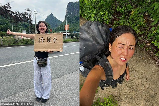 [뉴시스]히치하이킹으로 세계여행 중이라고 주장하는 캐나다 20대 여성 코트니 앨런. (사진=데일리메일) 2025.7.2 *재판매 및 DB 금지