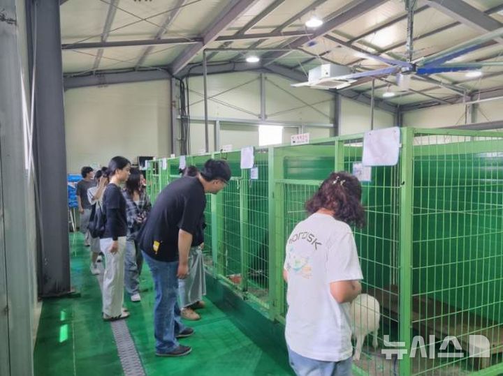 경상국립대 교수·학생, 사천 유기동물보호소서 돌봄 봉사