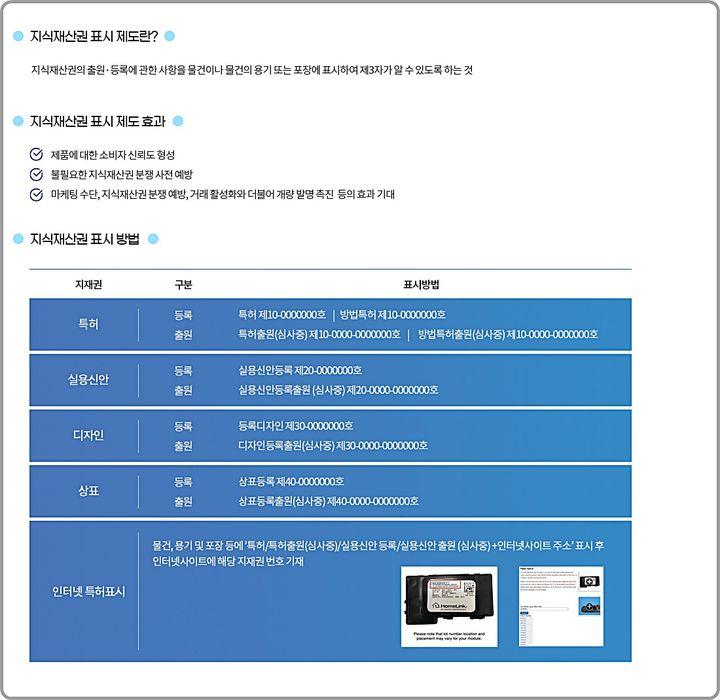 [대전=뉴시스] 올바른 지식재산권 표시방법.(사진=특허청 제공) *재판매 및 DB 금지
