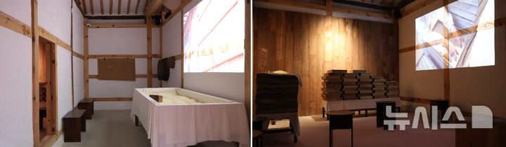 [서울=뉴시스] 경기 양평군 지평양조장 내 밀가루를 증자해 누룩을 파종하던 보쌈실(左)과 갓 담금한 술을 발효하는 발효실(右)을 재현한 공간. (사진= 지평주조 제공) photo@newsis.com 