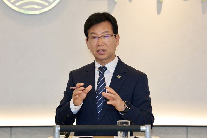 [광주=뉴시스] 박기웅 기자 = 박병규 광주 광산구청장이 3일 오전 열린 민선 8기 3주년 기자간담에서 발언을 하고 있다. (사진 = 광주 광산구 제공) 2025.07.03. photo@newsis.com *재판매 및 DB 금지