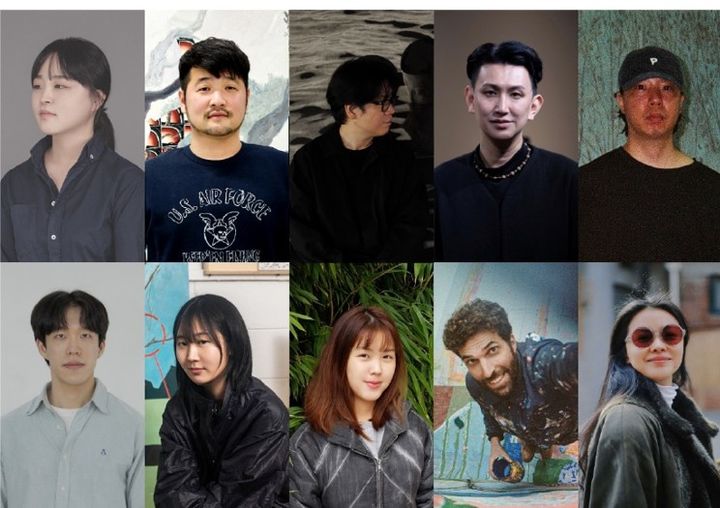  2025 Kiaf HIGHLIGHTS 세미파이널 작가 10인 (왼쪽 상단부터 시계방향으로 김아라, 김정인, 무나씨, 박그림, 박노완, 유 시아오, 지오프리 피통, 홍세진, 조은시, 이동훈(사진 제공 각 갤러리) *재판매 및 DB 금지