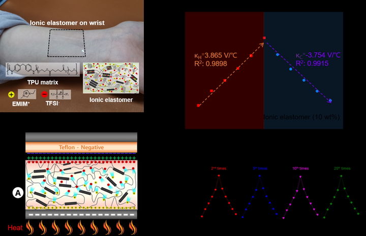 고분자-이온성 액체 기반, 고출력 및 온도 고민감성 마찰대전 나노발전기. (사진=동국대 제공) *재판매 및 DB 금지