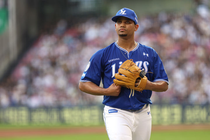 [서울=뉴시스]헤르손 가라비토는 2일 2025 신한 쏠뱅크 KBO리그 두산 베어스전에 선발 등판해 5이닝 3피안타 1실점으로 호투를 선보였다. (사진=삼성 라이온즈 제공) 2025.07.02. *재판매 및 DB 금지
