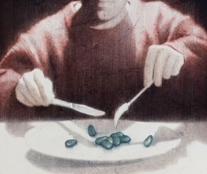 김소영, Green Beans Acrylic on Jangji, 45.5x53cm, 2024 *재판매 및 DB 금지