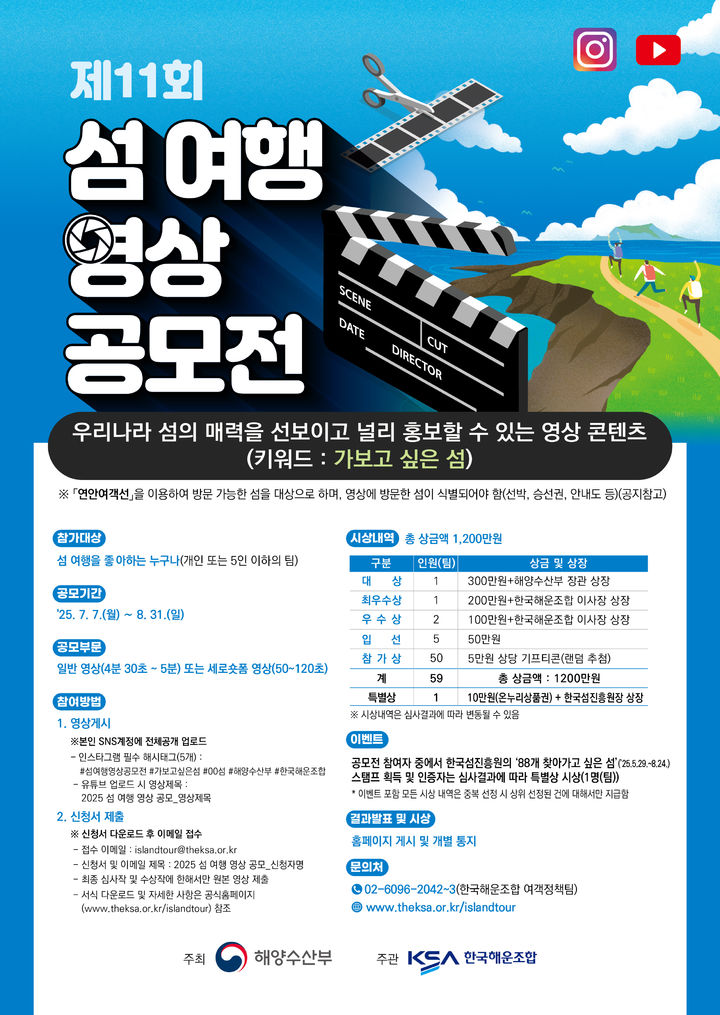 해수부, 섬 여행 활성화 위한 '섬 여행 영상공모전' 개최