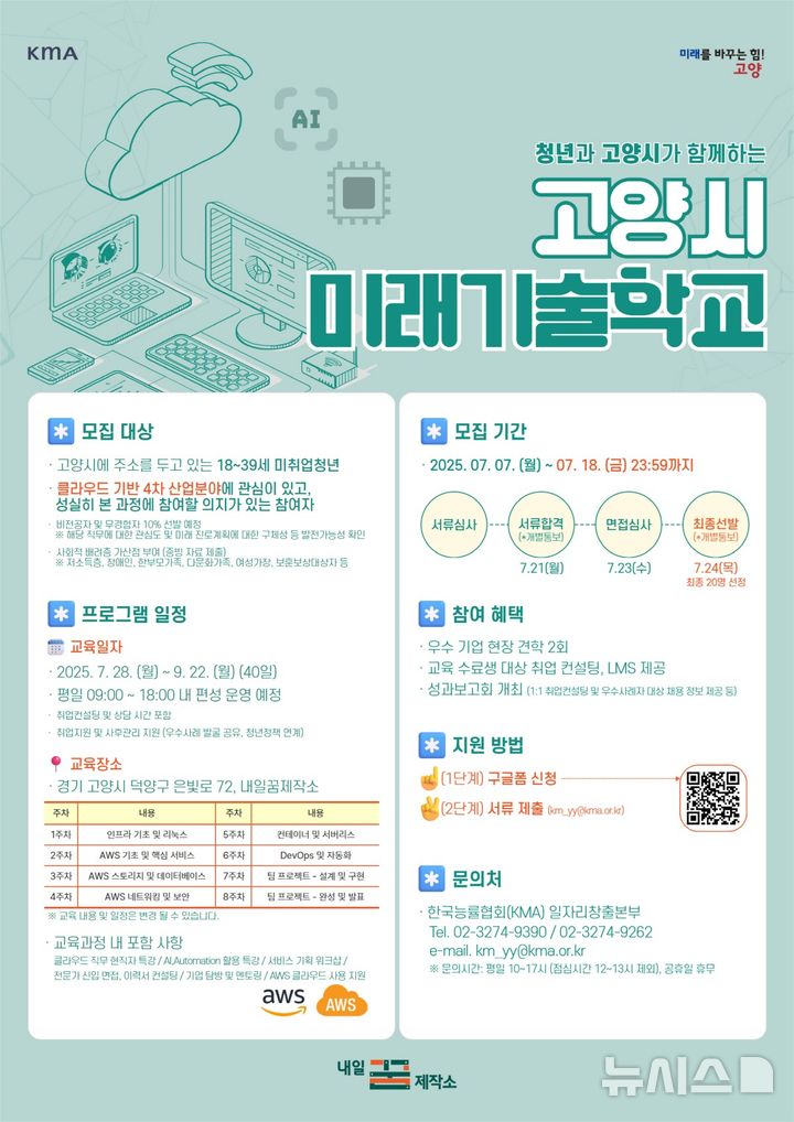 고양시, 미래기술학교에서 아마존 AWS 클라우드 전문가 양성! 전액 무료 교육 혜택