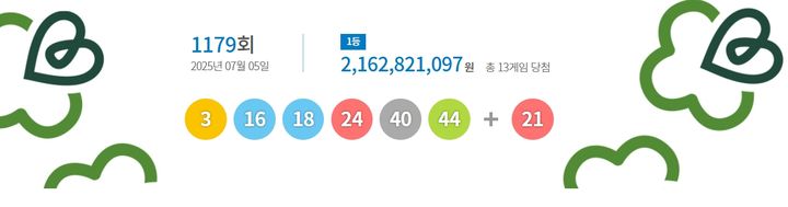 [서울=뉴시스] 제1179회 동행복권. (사진=동행복권 홈페이지 갈무리) photo@newsis.com&nbsp; *재판매 및 DB 금지