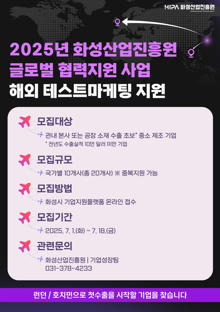 [화성=뉴시스] 올해 화성산업진흥원 글로벌 협력지원사업 디지털 홍보자료.(사진=화성산업진흥원 제공) 2025.07.07. photo@newsis.com *재판매 및 DB 금지