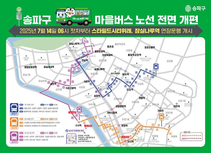 [서울=뉴시스] 마을버스 조정노선도(전체). 2025.07.07 (사진 제공=송파구청) photo@newsis.com *재판매 및 DB 금지