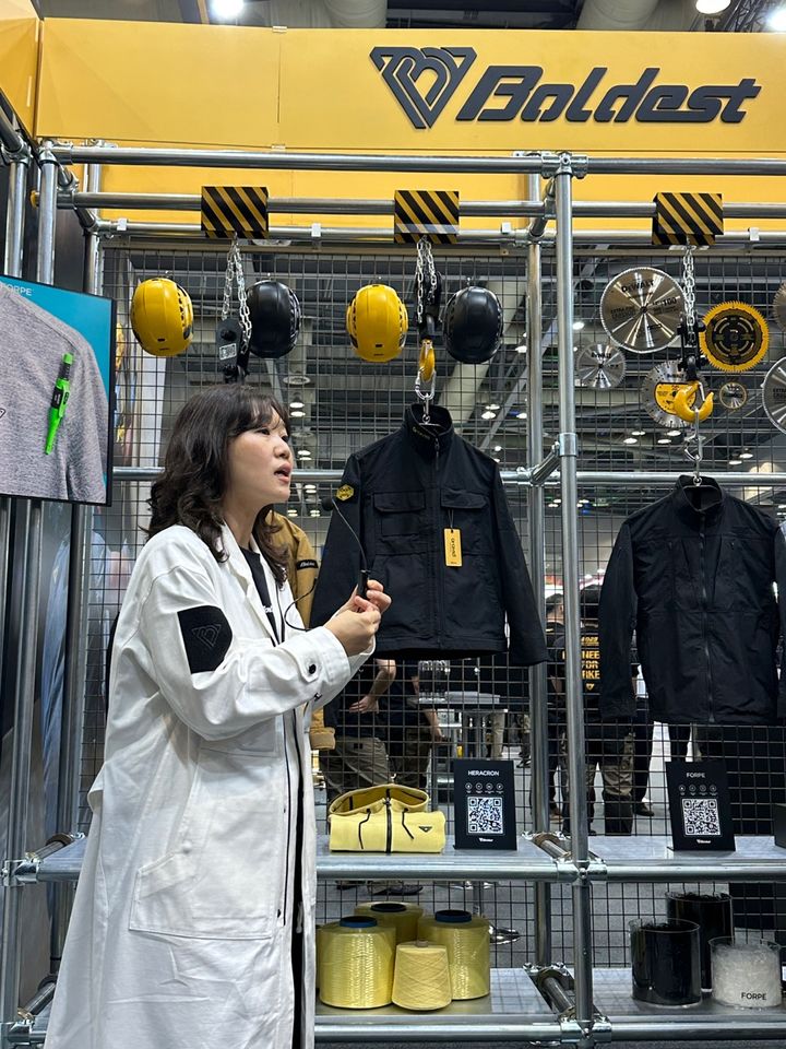 7일 오전 경기도 고양시 일산서구 킨텍스 '2025 스마트안전보건박람회(국제안전보건전시회, KISS)'에서 열린 볼디스트 기자간담회에서 김정희 디자인 실장이 발언하고 있다. *재판매 및 DB 금지